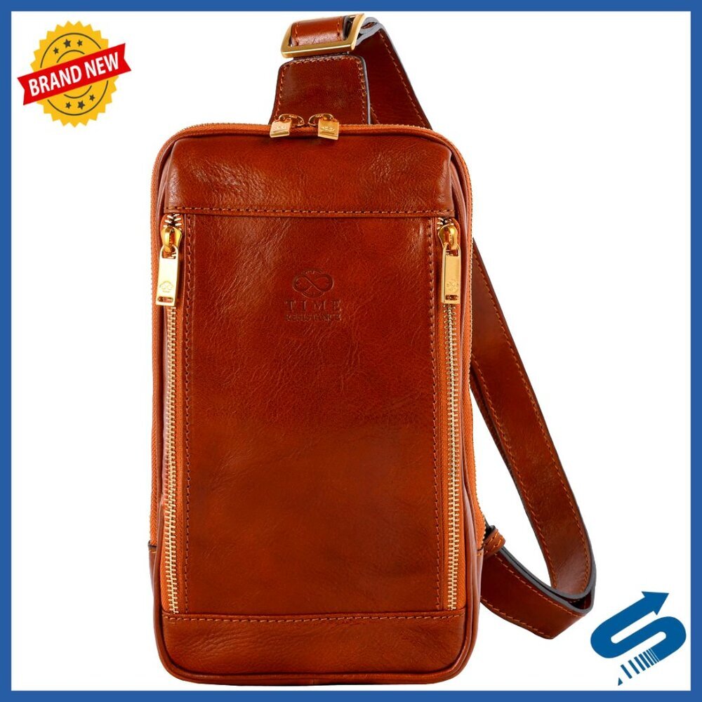 Handmade Italian Leather Crossbody Sling Bag, Messenger Style, Unisex